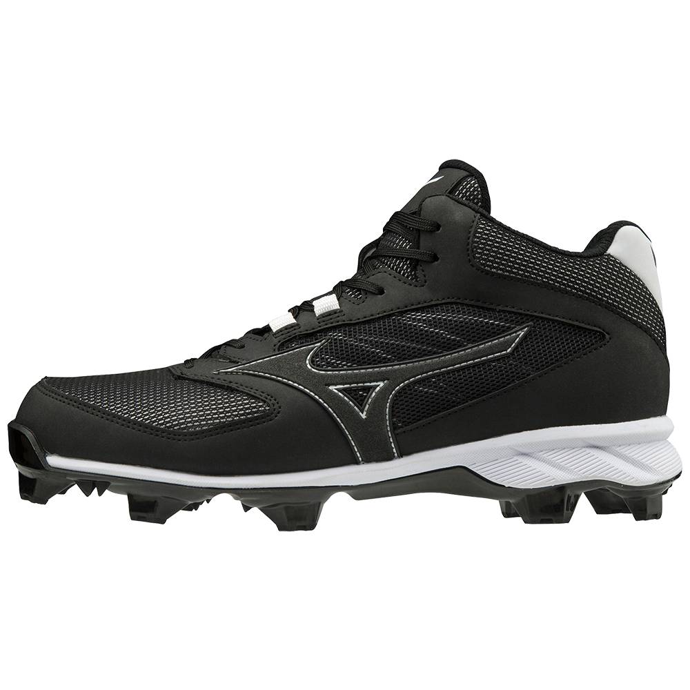 Zapatillas Beisbol Mizuno 9-Spike Advanced Dominant TPU Mid Molded Hombre Negras/Blancas Outlet CNDJ